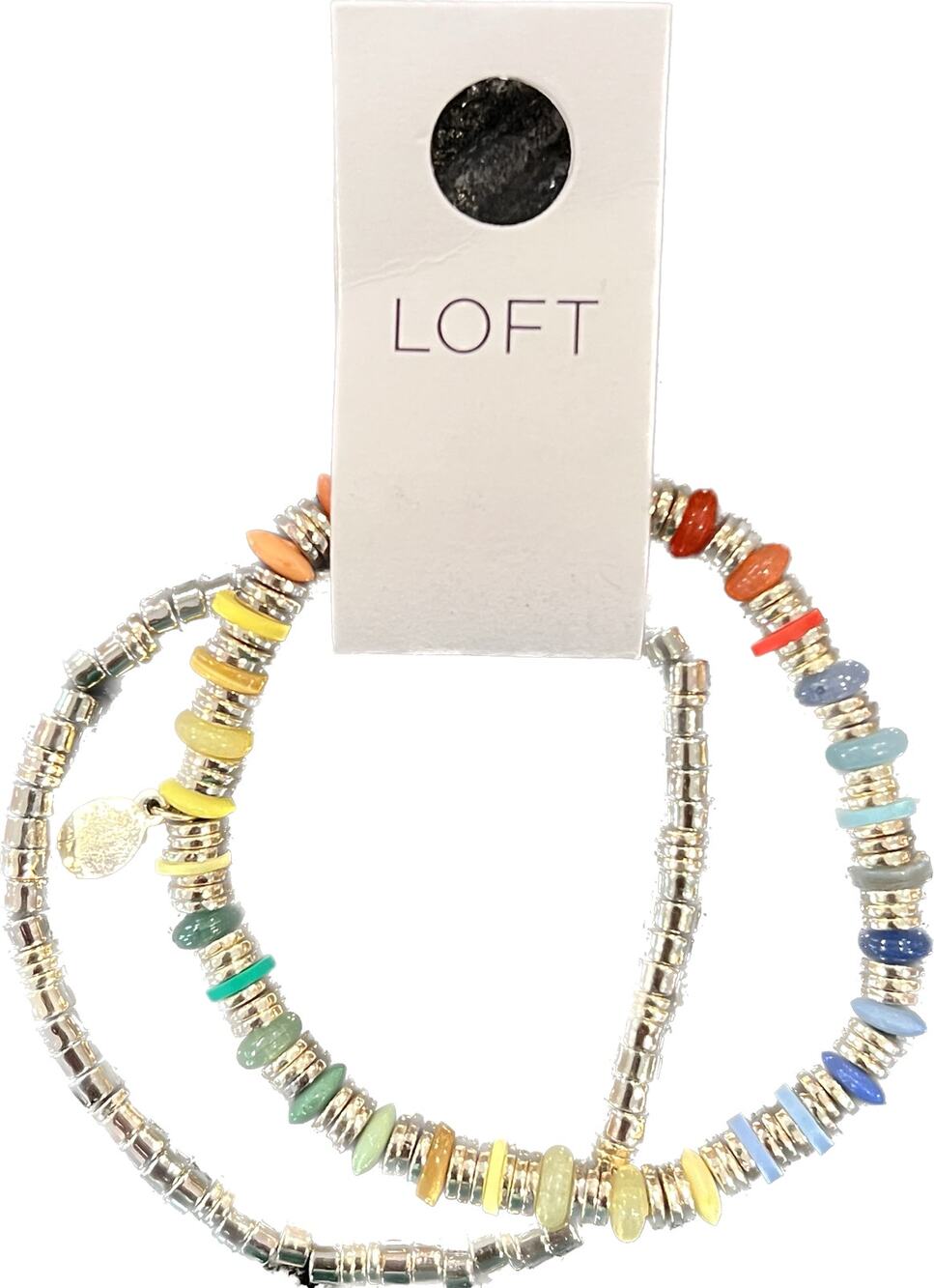 NWT LOFT Rainbow & Gold Pride Beaded Bracelet - Set of 2 Bracelets